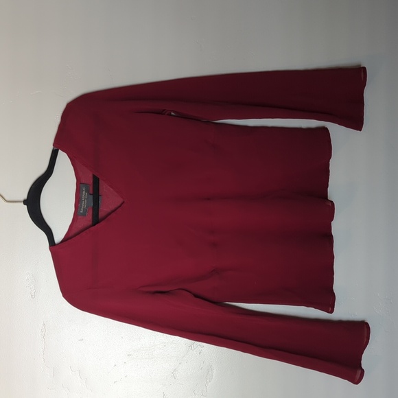 Banana Republic Factory Store Maroon Chiffon Long Sleeve Shirt‎ L - Picture 1 of 4